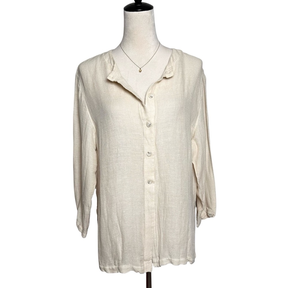 Preston & York Minimalist Neutral Linen Blend Tunic Top | Peasant Boho Lagenlook